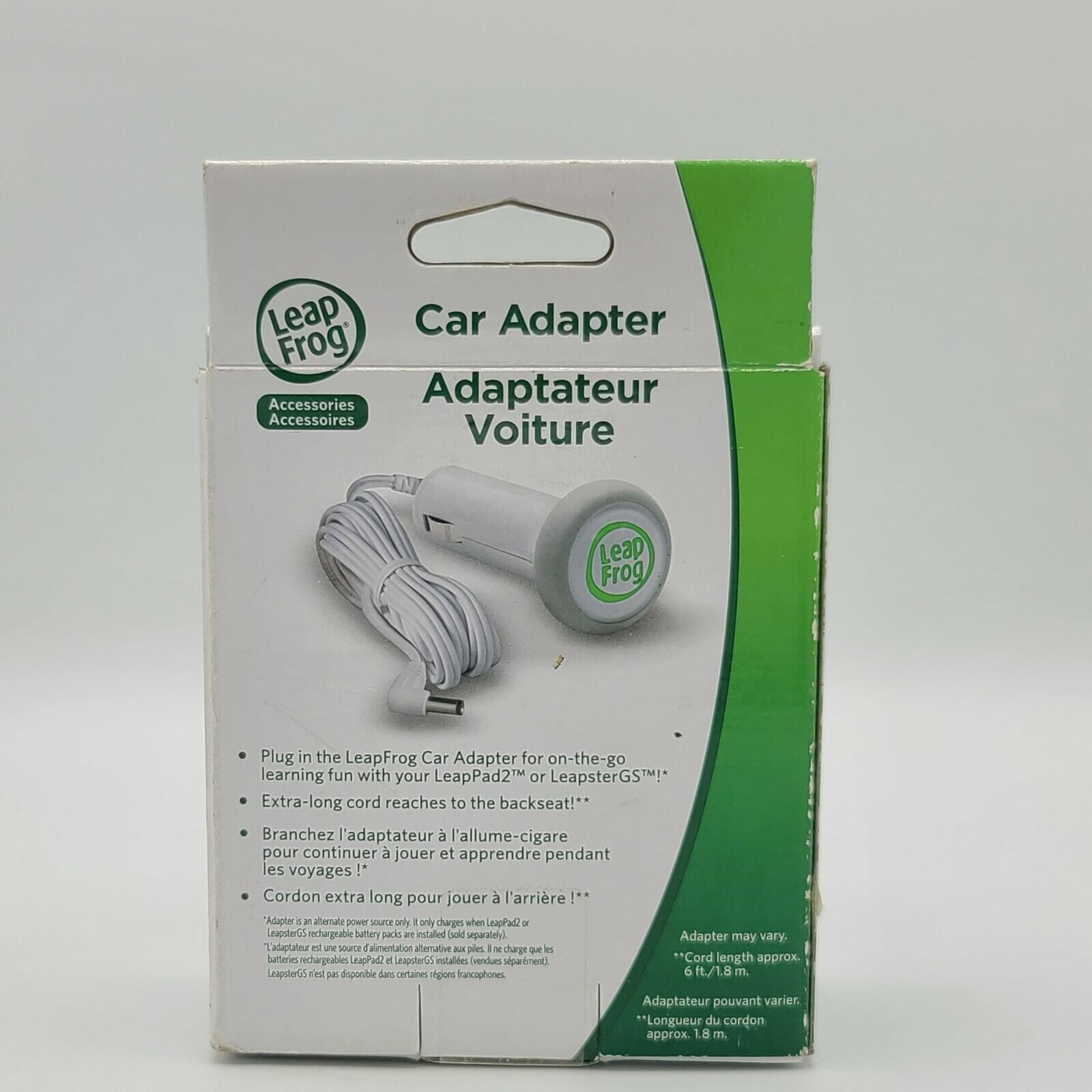 Leap Frog LeapPad2 LeapsterGS Car Adapter Lighter Charger Cable 6ft Cord - Fresh Stock Dated February 2026