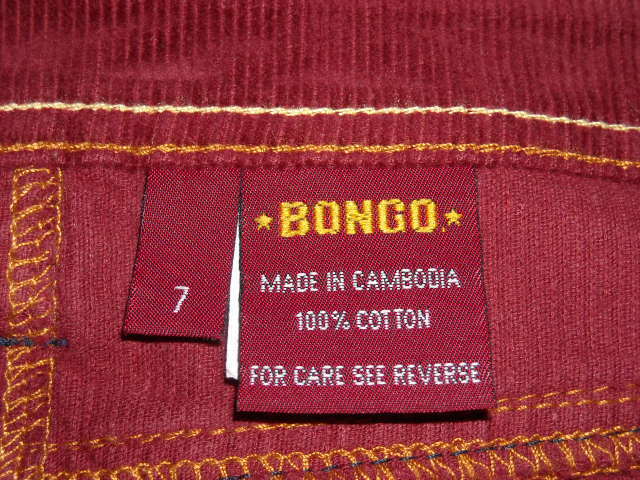 Vintage Bongo Dark Red Corduroy Low Rise Mini Skirt Junior Size 7 Zip 4 Pocket - Fresh Stock Dated March 2026