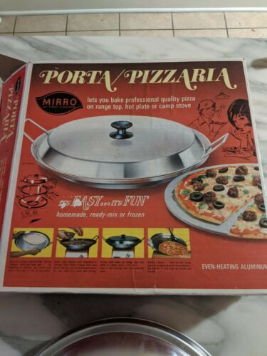 VINTAGE MIRRO ALUMINUM PORTA PIZZARIA HOT PLATE CAMP STOVE PIZZA PLATE UNUSED - Fresh Stock Dated December 2025