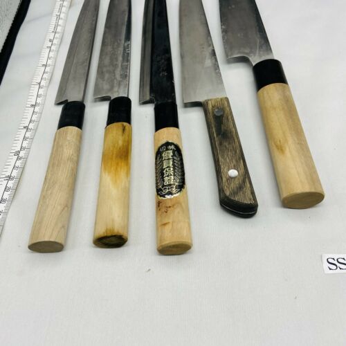 Damaged Lot of Five Japanese Chef's Kitchen Knives Yanagiba Gyuto Japan SS746 - Fresh Stock Dated December 2025