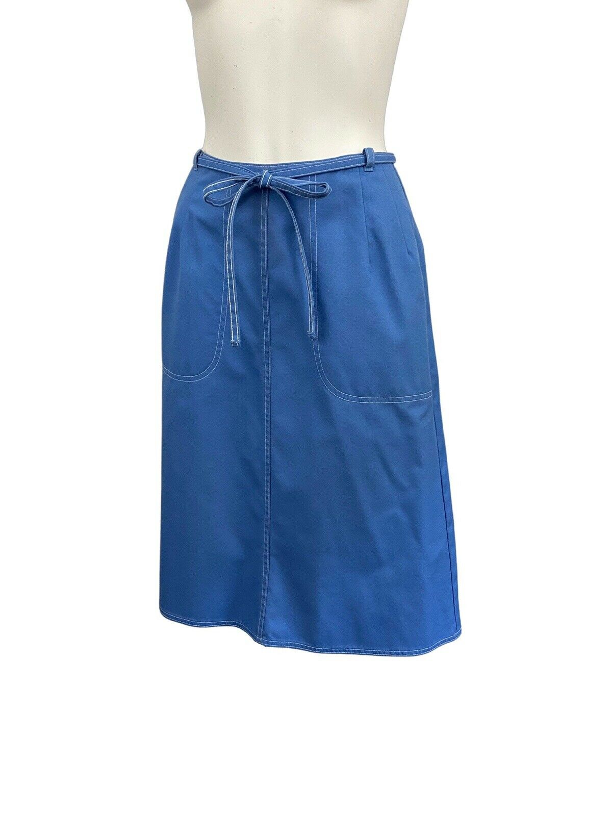 1970s Chambray Wrap Skirt / Light Blue Cotton Blend A Line Skirt / XS - Fresh Stock Dated March 2026