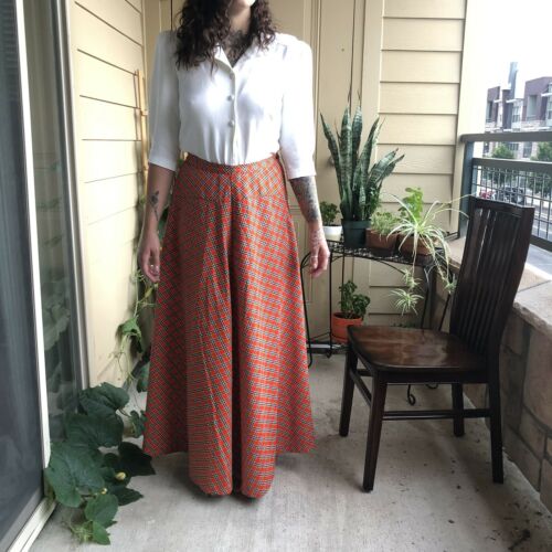 Vintage Highwaisted 70’s Lane Bryant Red-orange Plaid Maxi Skirt - Fresh Stock Dated February 2026