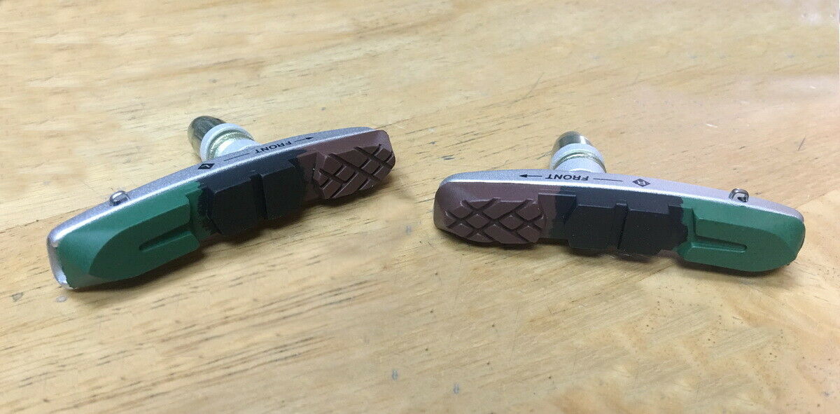 2 Pair V-Brake Pads Shoe 72mm Brown/Black/Green Bicycle Bike Brake Pads - Fresh Stock Dated December 2025