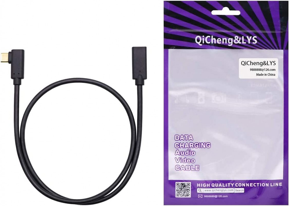 QiCheng&LYS USB C Extension Cable Type C Male to Female 0.3m Elbow - Fresh Stock Dated February 2026