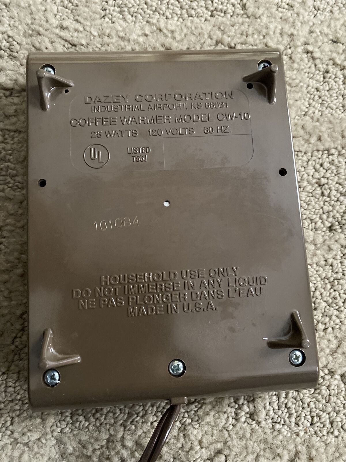 Dazey Coffee Soup Beverage Warmer Plug In CW-10 - Fresh Stock Dated February 2026