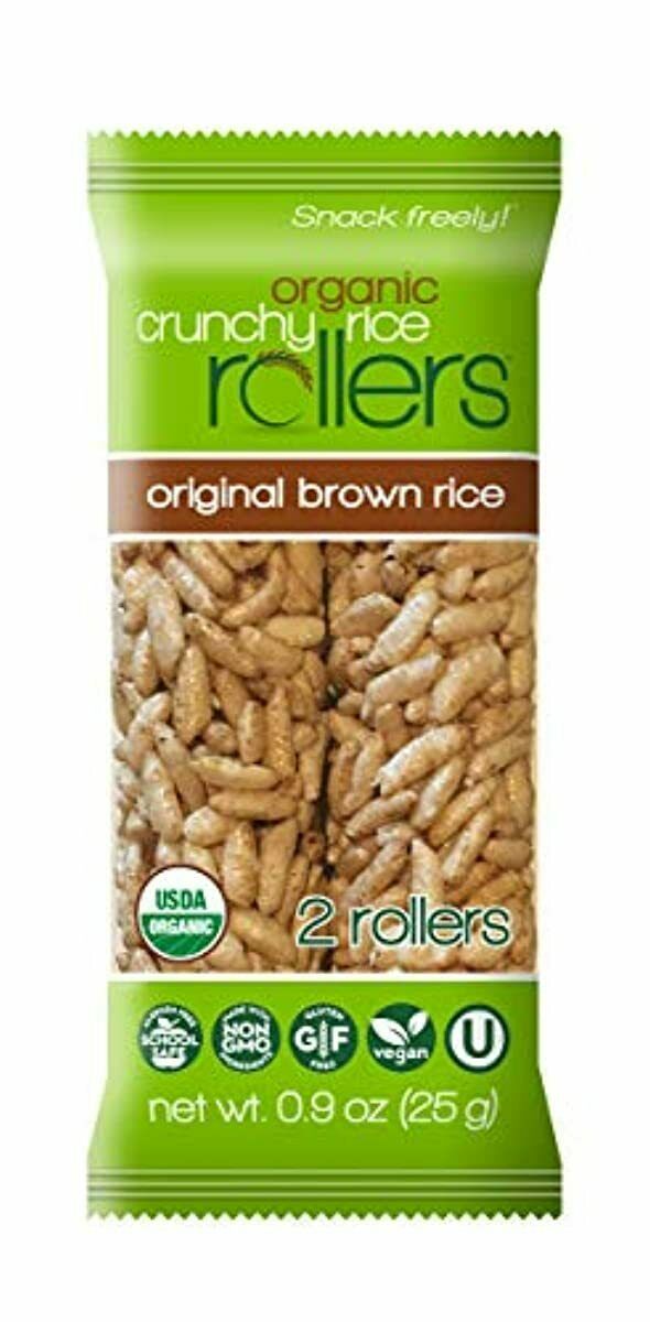 Crunchy Rice Rollers Organic Brown Rice 16 Count of 0.9 oz Packs 14.4 Ounce - Fresh Stock Dated December 2025