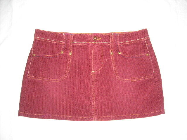 Vintage Bongo Dark Red Corduroy Low Rise Mini Skirt Junior Size 7 Zip 4 Pocket - Fresh Stock Dated March 2026