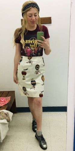 Talbots VINTAGE Novelty Balloon Print Skirt 28” waist Hipster Rare Cotton Office - Fresh Stock Dated February 2026