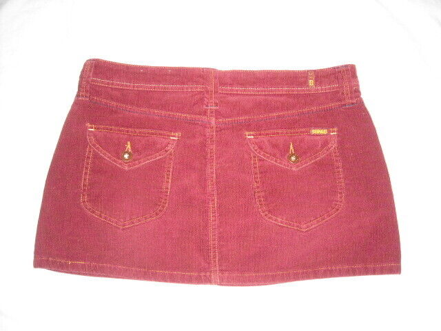 Vintage Bongo Dark Red Corduroy Low Rise Mini Skirt Junior Size 7 Zip 4 Pocket - Fresh Stock Dated March 2026