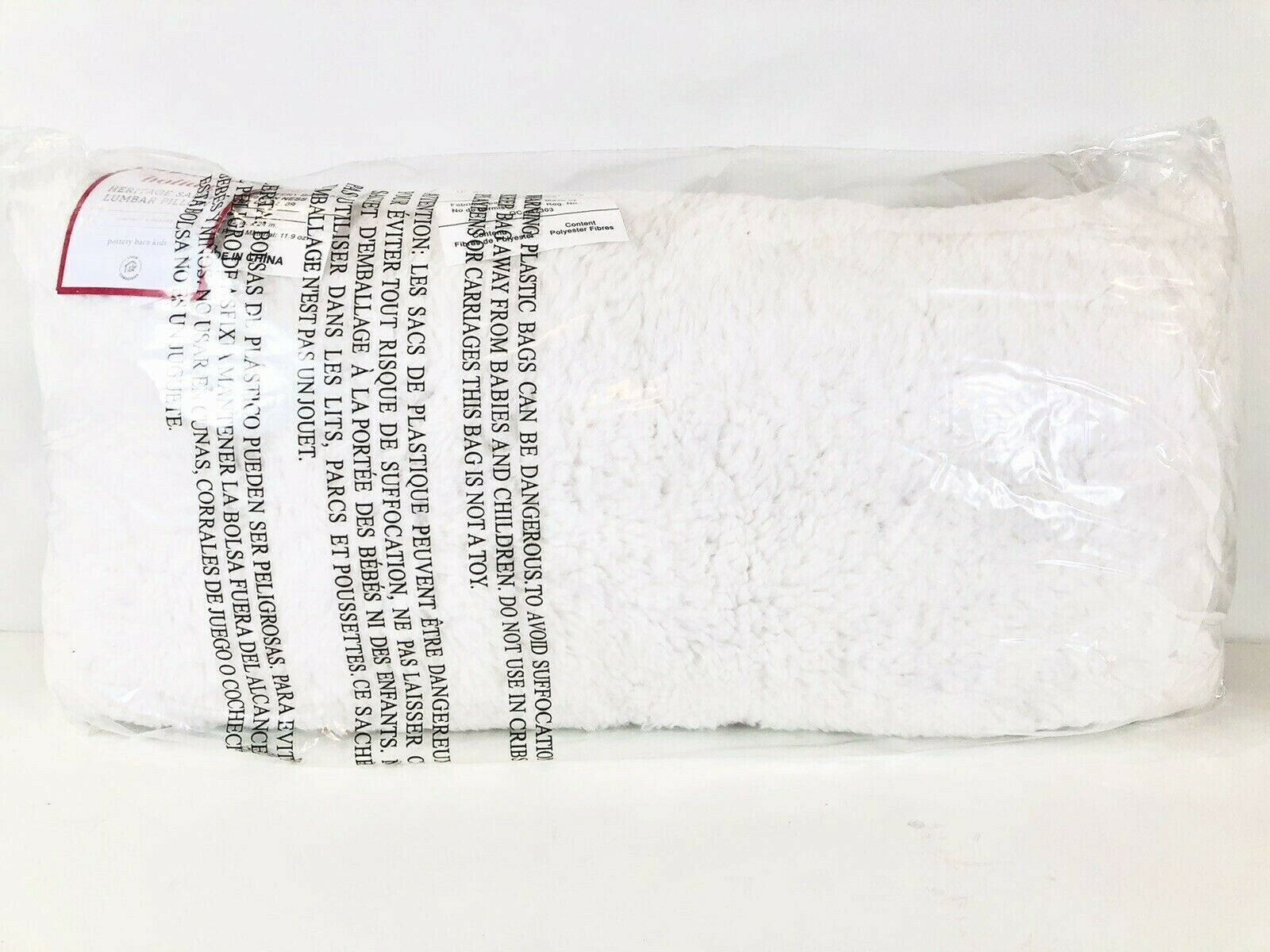 NEW Pottery Barn Kids Heritage Santa Sherpa Lumbar Decorative Pillow, Christmas - Fresh Stock Dated December 2025