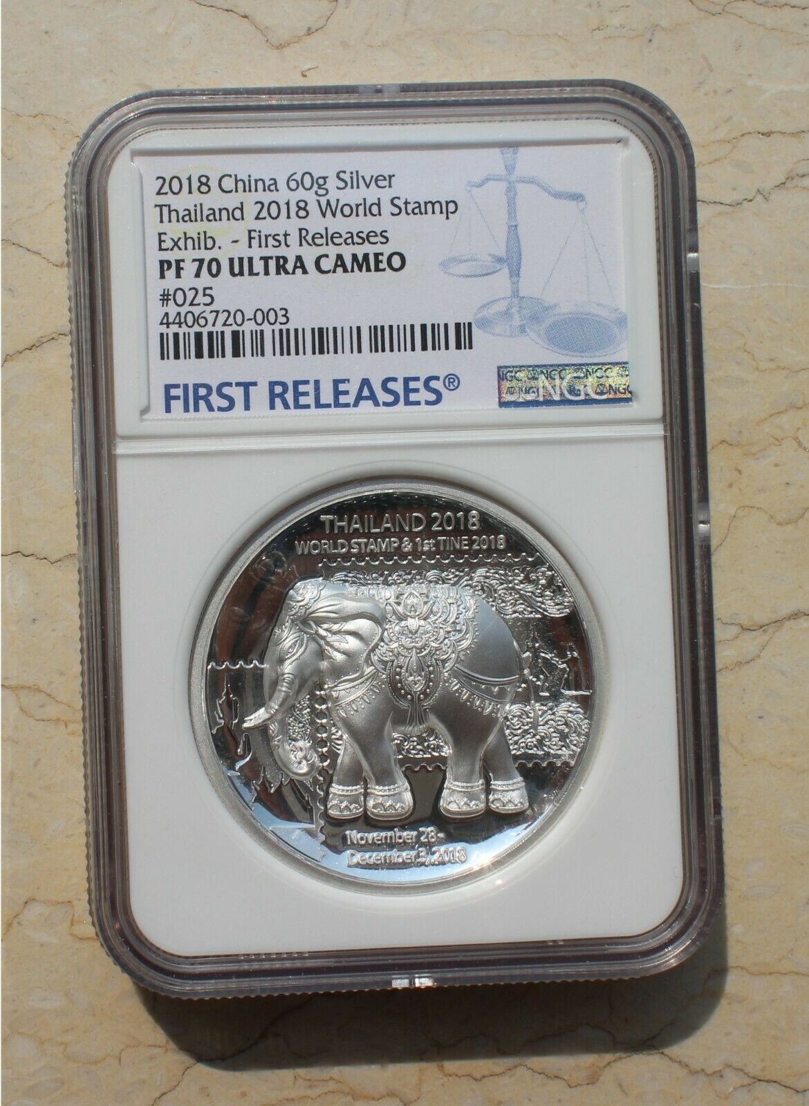 3 Pcs of NGC 70 2018 China Silver 60g Medals - Thailand World Stamp Exhibition - Fresh Stock Dated February 2026