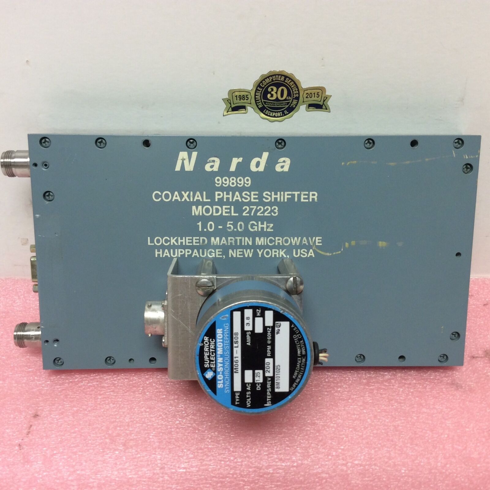 Narda Coaxial Phase Shifter model 27223 1.0 - 5.0 GHz Lockheed Martin Microwave - Fresh Stock Dated February 2026