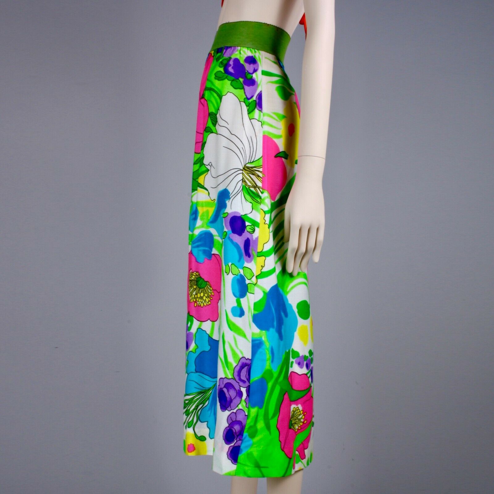 M Vintage 1960s Psychedelic Neon Hawaiian Skirt Hippie Barkcloth Summer 60s 70s - Fresh Stock Dated February 2026