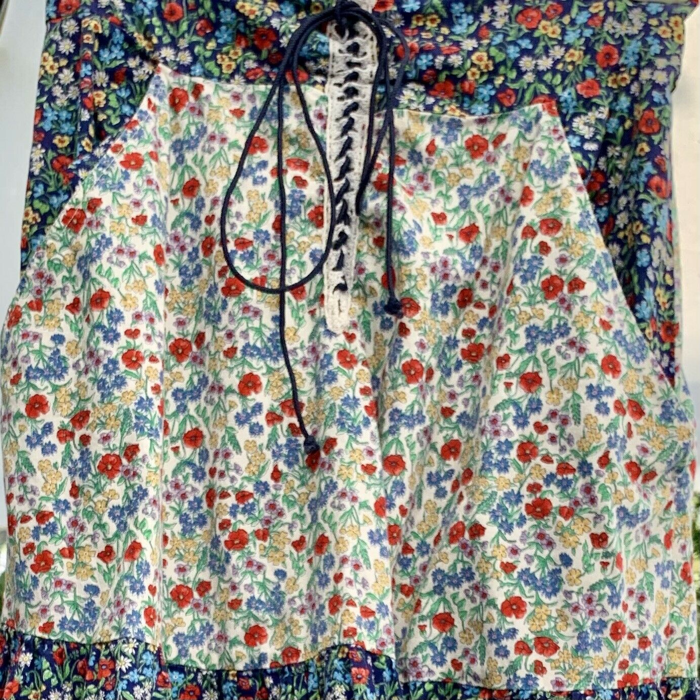 Rare Vintage Gunne Sax Jessica’s Gunnies Prairie Boho Lace Calico Midi Skirt Med - Fresh Stock Dated March 2026