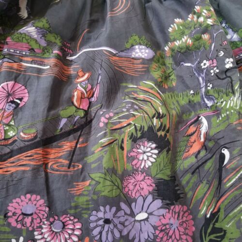 Vintage Novelty Gathered Skirt. 1950s. Japanese.  Geisha. Fuji.... - Fresh Stock Dated February 2026