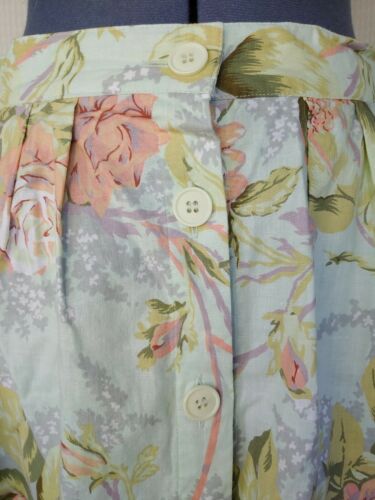 Vintage Green Floral Skirt with Button Down Front & Pockets - Fresh Stock Dated February 2026