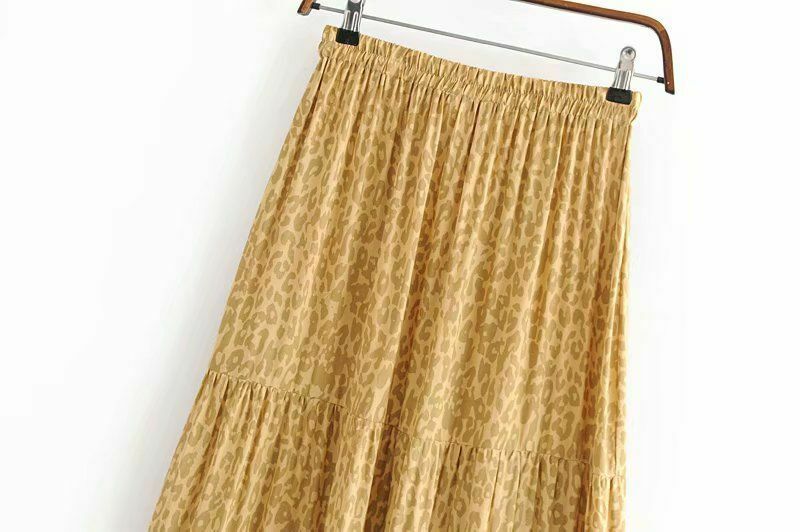 Women Floral Print Skirt Vintage Hippie Bohemian Yellow High Elastic Waist Maxi - Fresh Stock Dated February 2026