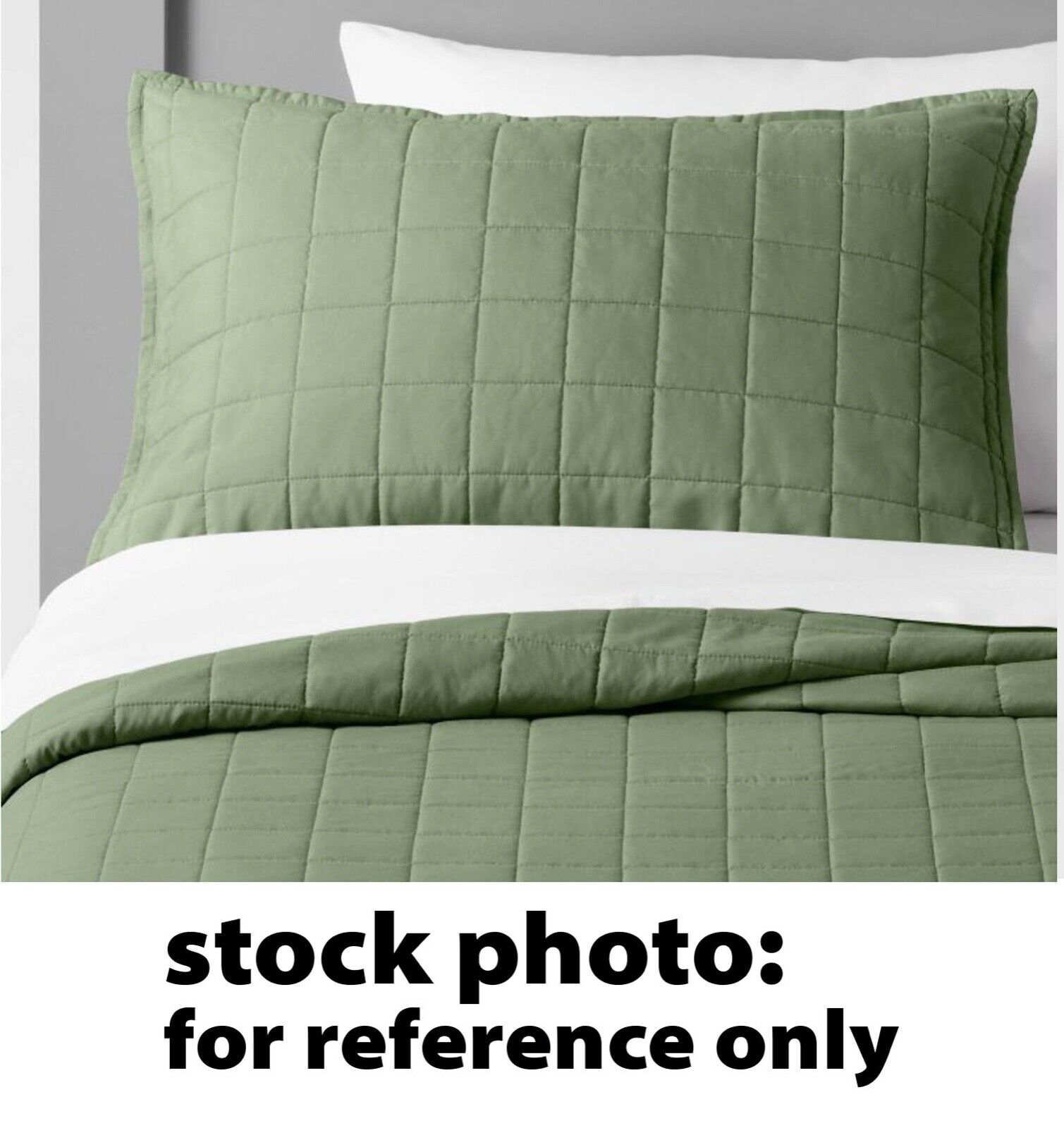 2pk Pillowfort Box Stitch Microfiber Shams, Olive Standard Size 26