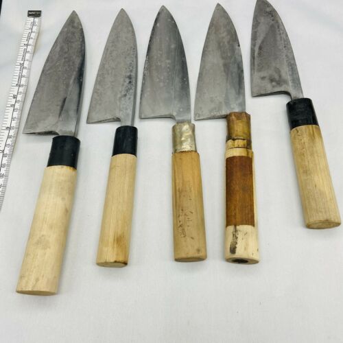 Damaged Lot of Five Japanese Chef's Kitchen Knives Deba From Japan SS747 - Fresh Stock Dated December 2025