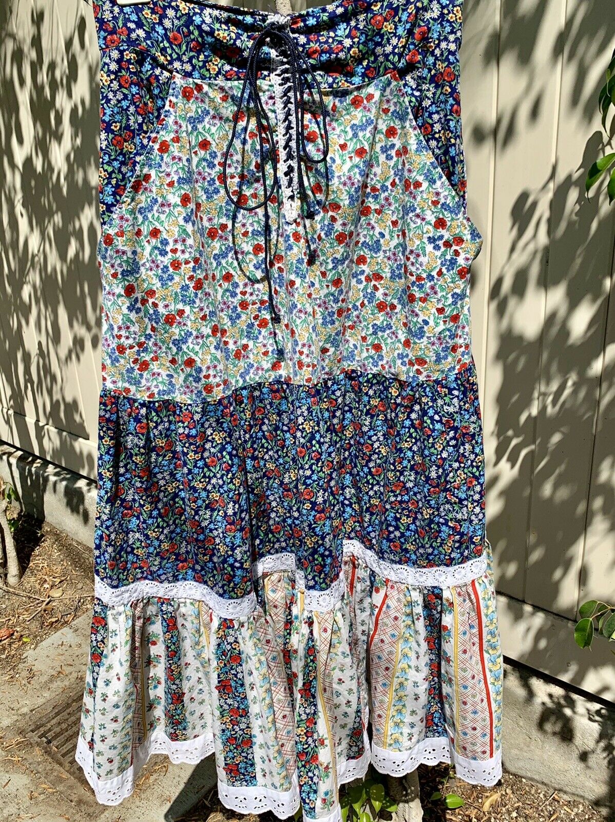 Rare Vintage Gunne Sax Jessica’s Gunnies Prairie Boho Lace Calico Midi Skirt Med - Fresh Stock Dated March 2026