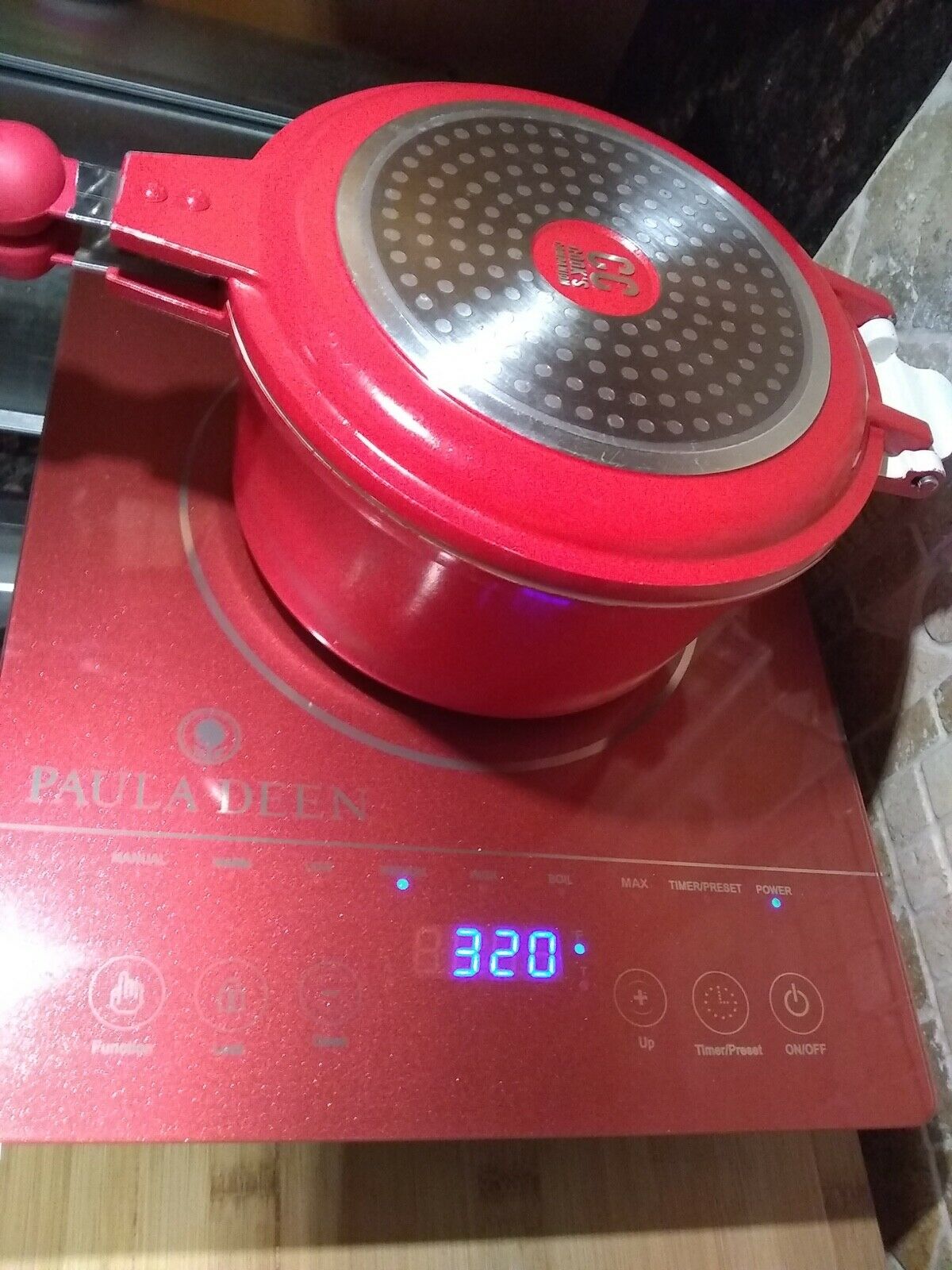 NEW Paula Deen 1500W LED Colored Glass Programmable Induction Cooker Glass Red - Fresh Stock Dated February 2026