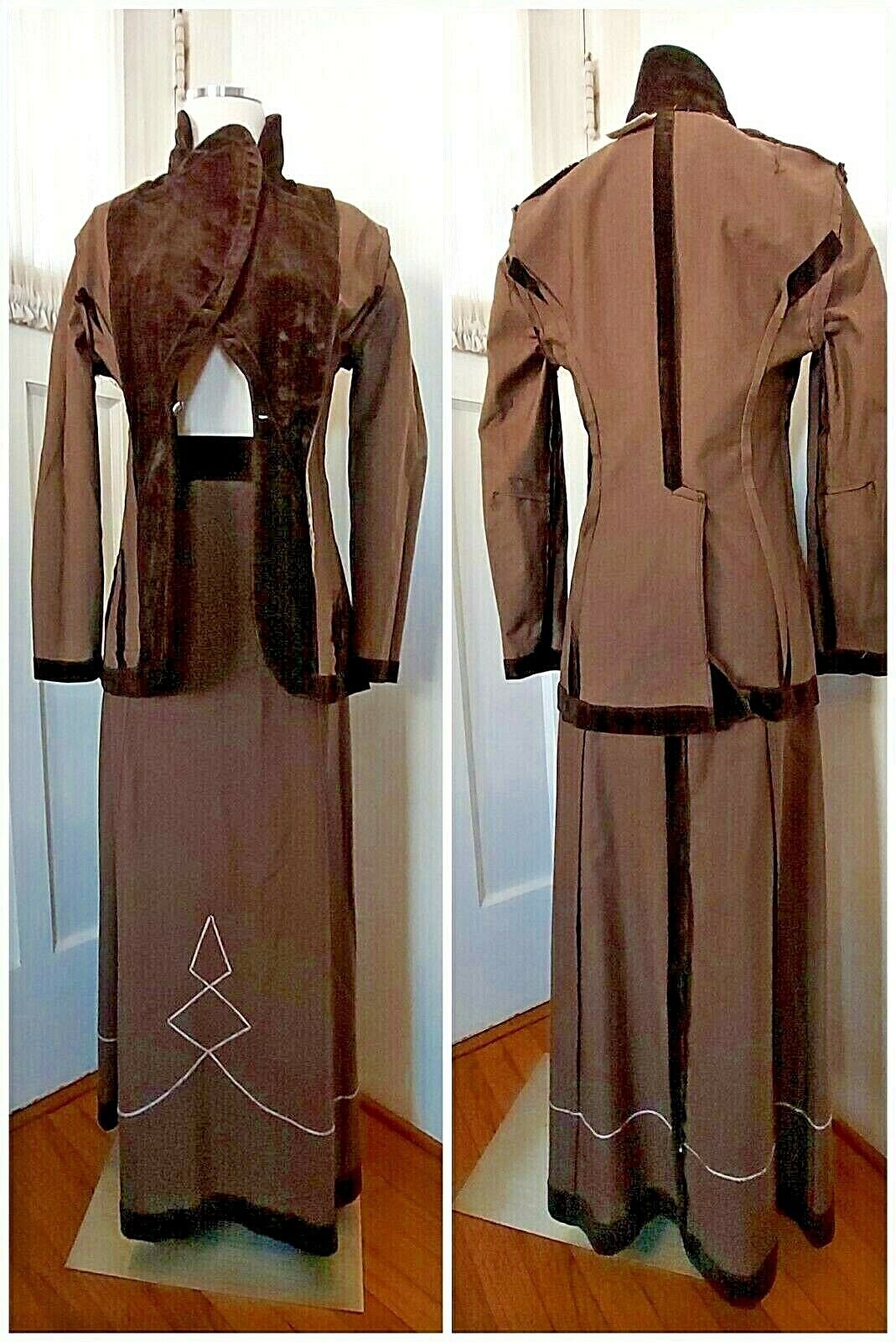 70’s Vintage Campus Casuals California MAXI SKIRT & BLAZER Crushed Velvet  BROWN - Fresh Stock Dated March 2026