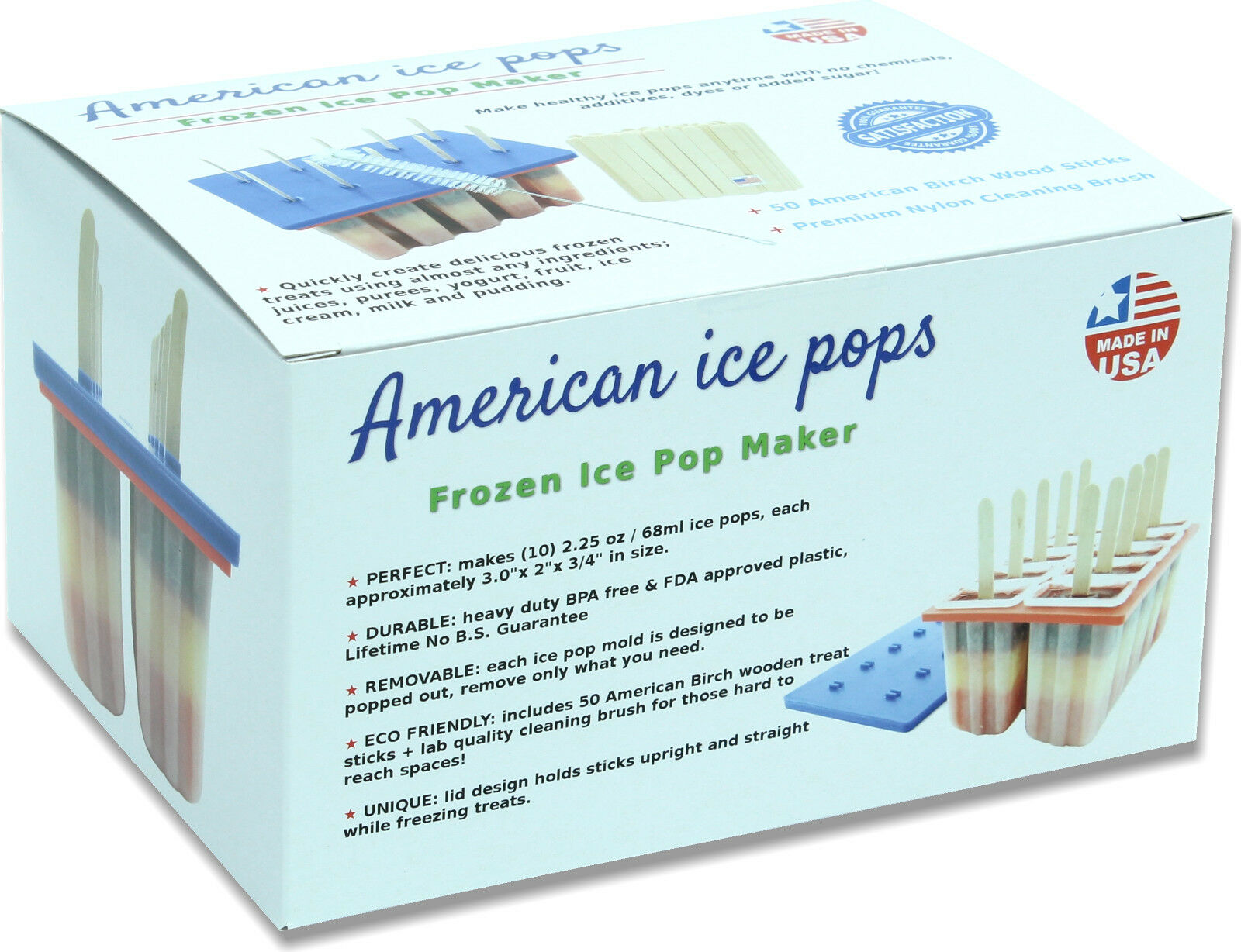 Frozen Popsicle Molds Maker Kit, BPA Free! Paletas Fruit Bar Ice Pop Lolly USA - Fresh Stock Dated December 2025