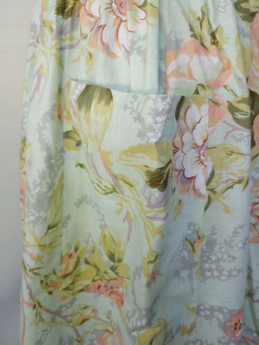 Vintage Green Floral Skirt with Button Down Front & Pockets - Fresh Stock Dated February 2026