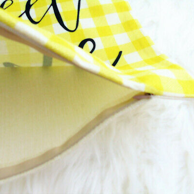 NEW HOME SWEET HOME Phrase PILLOW COVER 18x18 Zip Checkered Yellow-Green Beige - Fresh Stock Dated December 2025