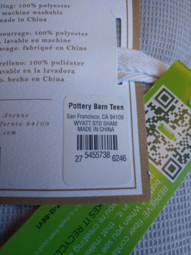 Pottery Barn PB Teen Wyatt Striped Standard sham, Gray, Navy Orange Yellow(#21) - Fresh Stock Dated December 2025