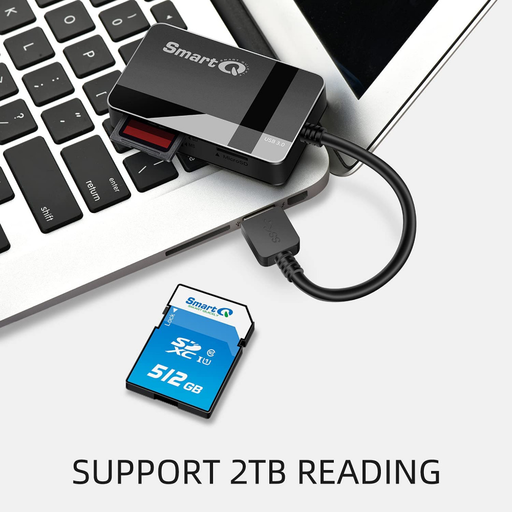 SmartQ C368 Pro USB 3.0 Multi-Card Reader, Plug N Play, A Duo, A - Fresh Stock Dated February 2026