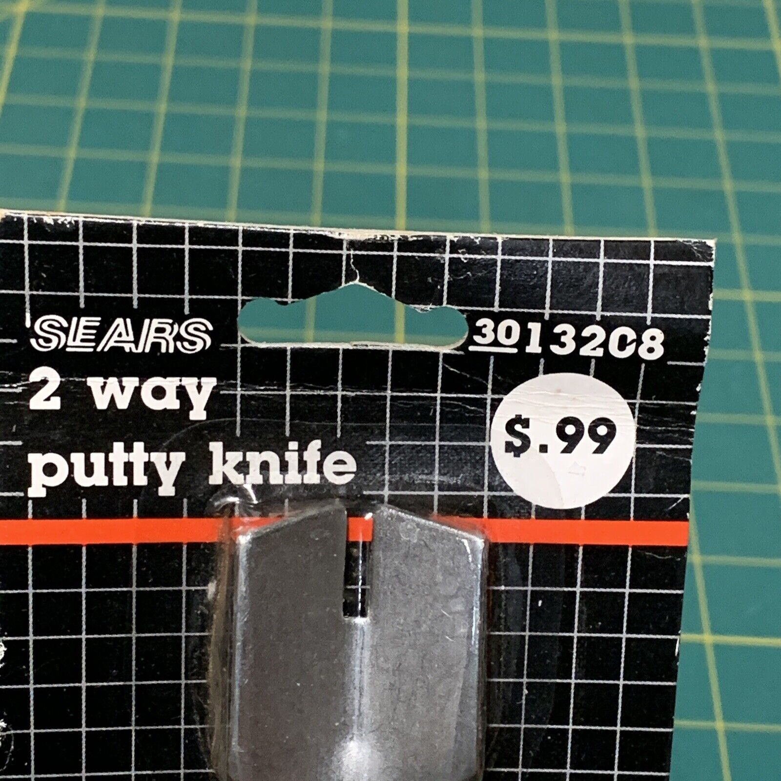 SEARS Vintage 2 Way Putty Knife Taiwan Red Plastic Handle 3013208 Metal Ends - Fresh Stock Dated February 2026