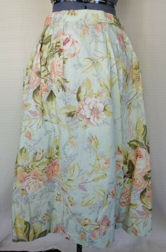 Vintage Green Floral Skirt with Button Down Front & Pockets - Fresh Stock Dated February 2026