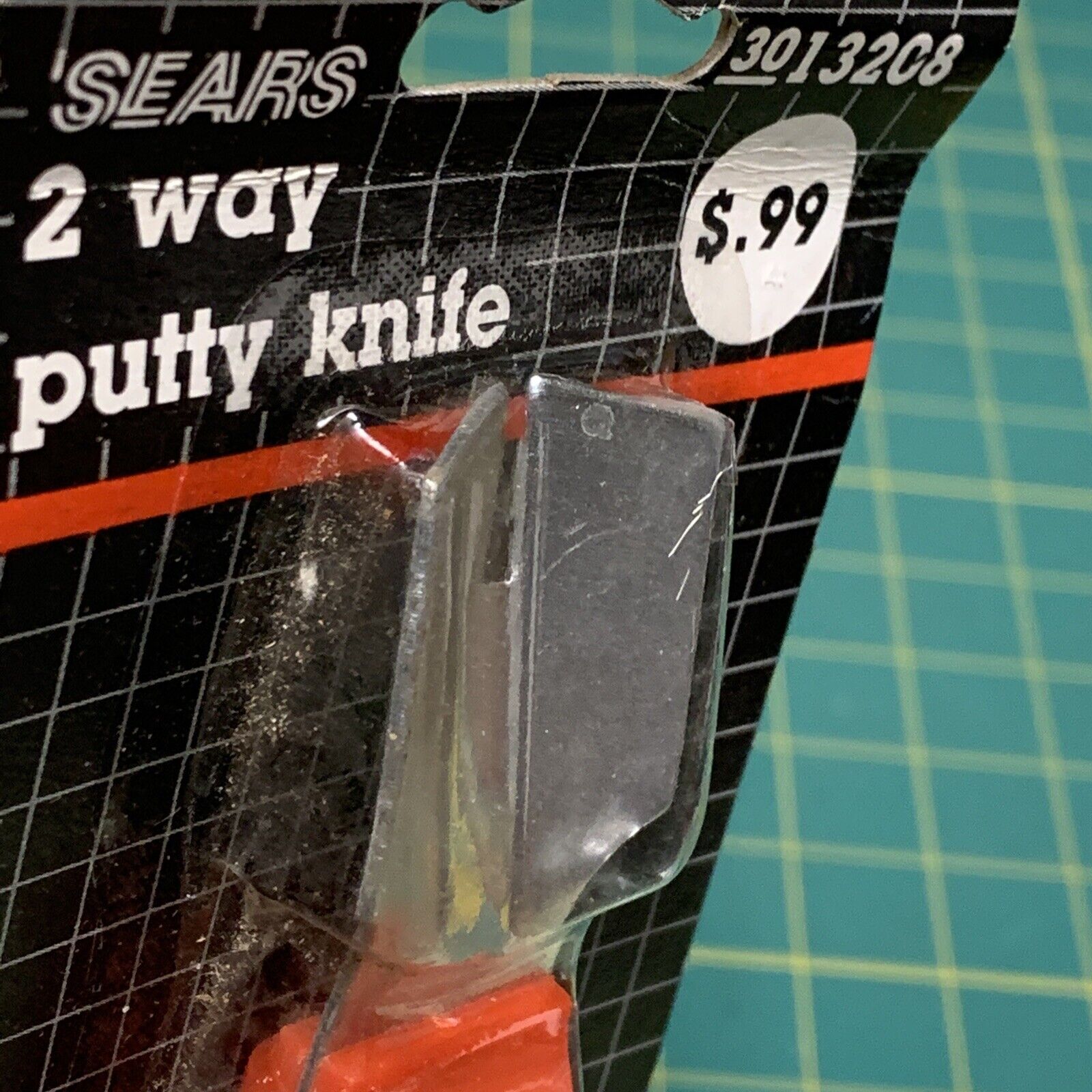 SEARS Vintage 2 Way Putty Knife Taiwan Red Plastic Handle 3013208 Metal Ends - Fresh Stock Dated February 2026