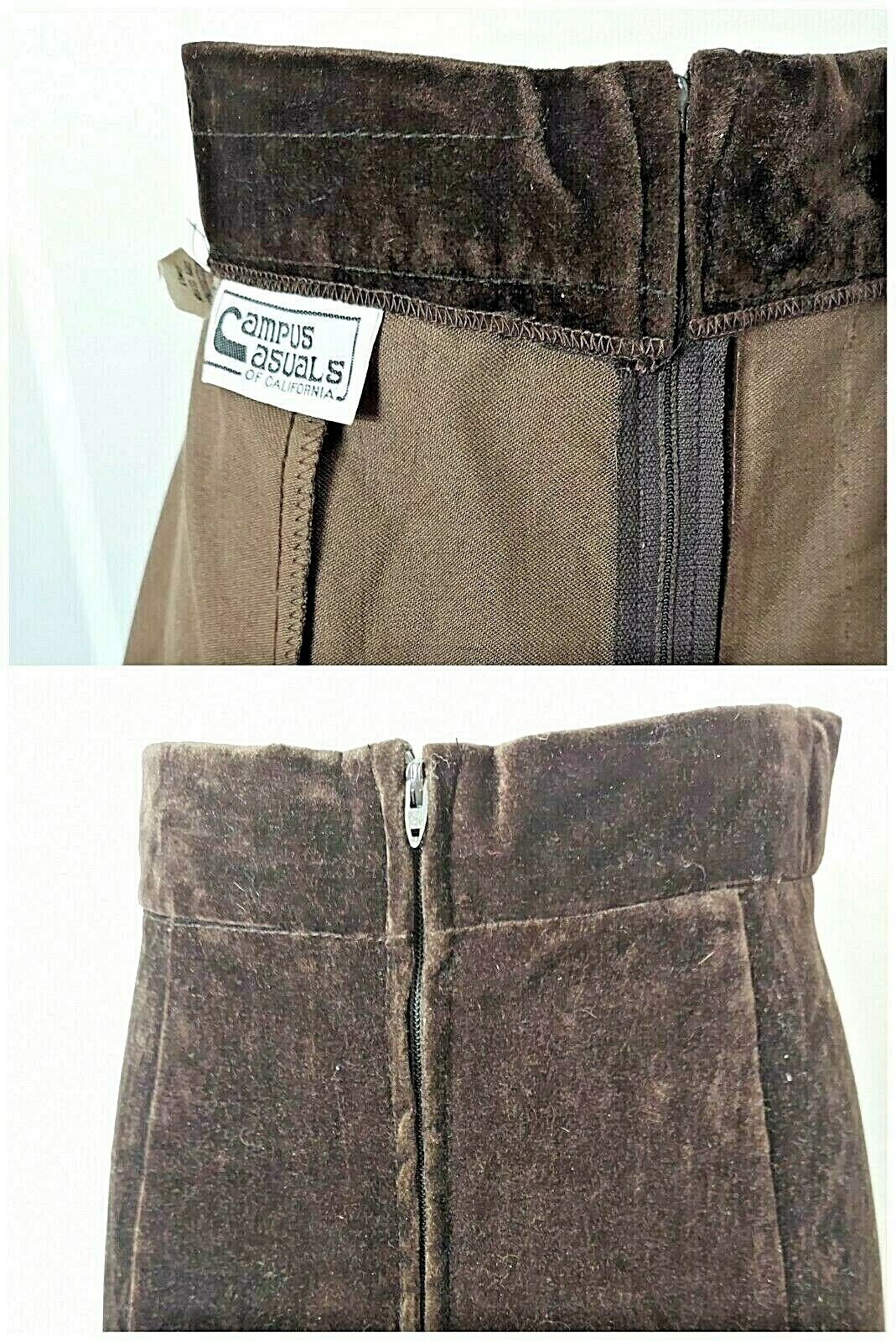 70’s Vintage Campus Casuals California MAXI SKIRT & BLAZER Crushed Velvet  BROWN - Fresh Stock Dated March 2026