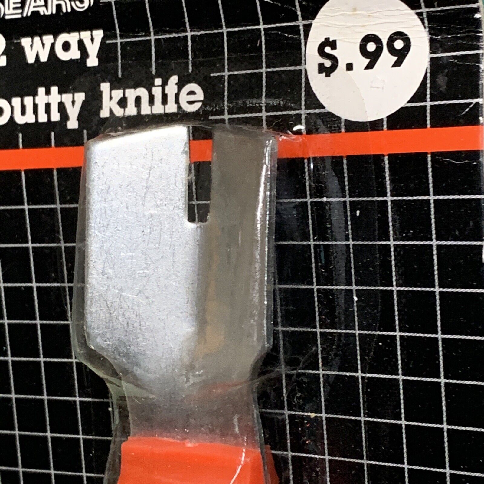 SEARS Vintage 2 Way Putty Knife Taiwan Red Plastic Handle 3013208 Metal Ends - Fresh Stock Dated February 2026