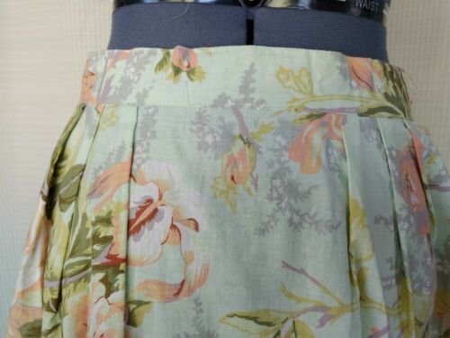 Vintage Green Floral Skirt with Button Down Front & Pockets - Fresh Stock Dated February 2026
