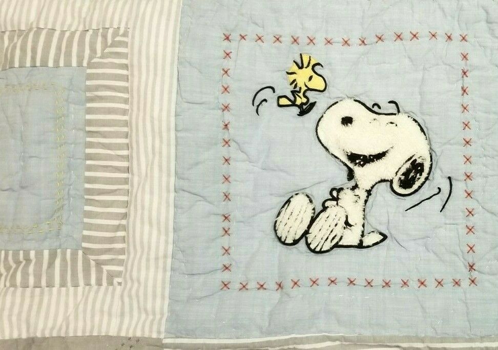 Pottery Barn Kids SNOOPY WOODSTOCK European Square Sham 26x26 Peanuts Quilted - Fresh Stock Dated December 2025