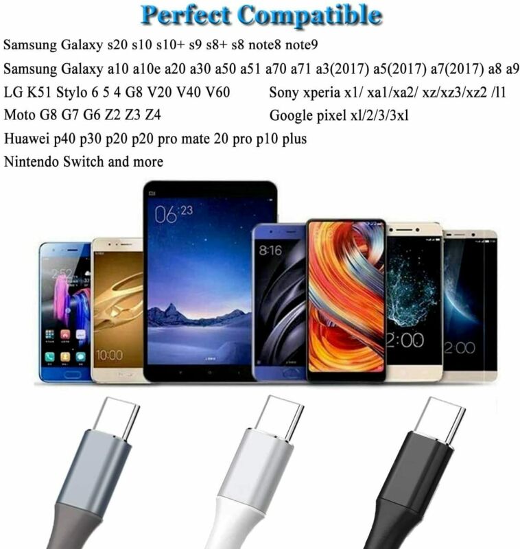 USB C Cable 3 Pack 6ft 5G Phone Charging Cord Braided Type C Charger... - Fresh Stock Dated February 2026
