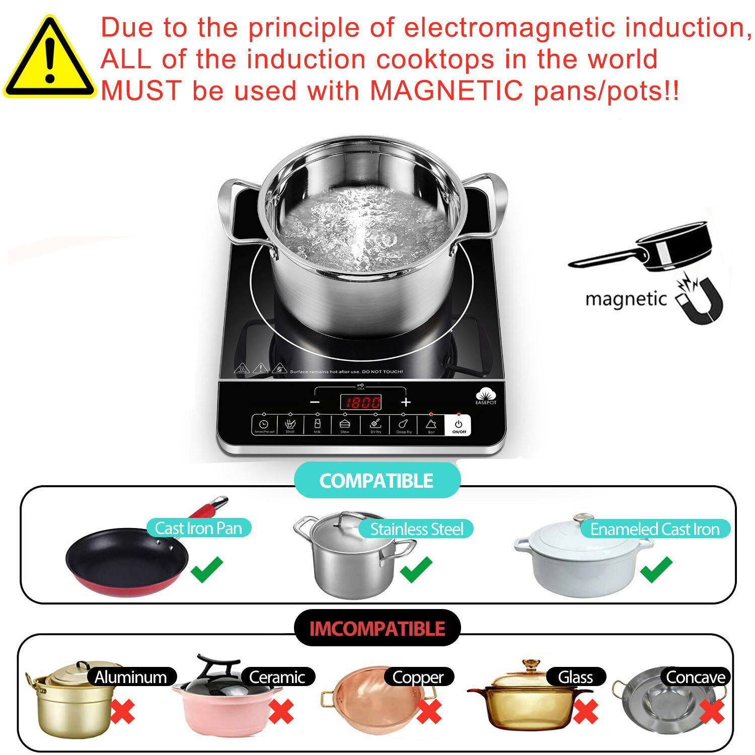 Portable Induction Cooktop Countertop Burner Induction Cooker Hot Plate Timer - Fresh Stock Dated February 2026