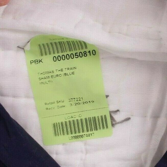 New *photo studio sample* Pottery Barn Kids Thomas the Train euro sham - Fresh Stock Dated December 2025