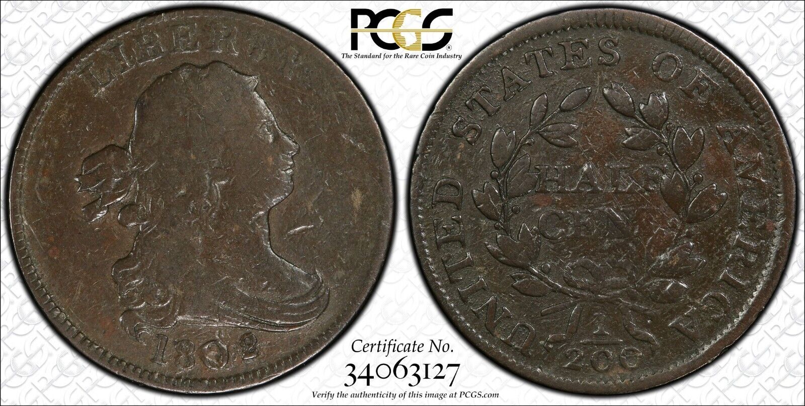 1802/0 HALF CENT PCGS F15 C-2 REVERSE OF 1802 EXTREMELY RARE IN A STRAIGHT GRADE - Fresh Stock Dated February 2026