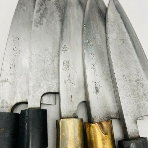 Damaged Lot of Five Japanese Chef's Kitchen Knives Deba From Japan SS747 - Fresh Stock Dated December 2025