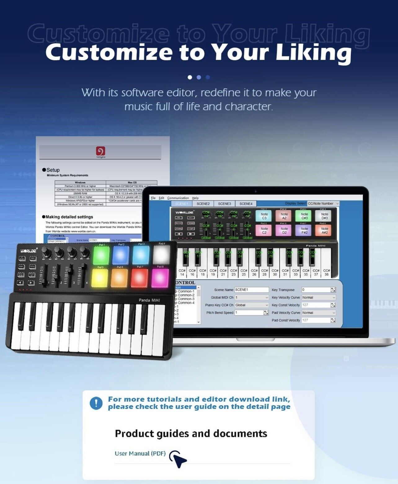 Worlde Panda Mini Black White 100mA 25 Key Portable USB MIDI Controller Keyboard - Fresh Stock Dated February 2026