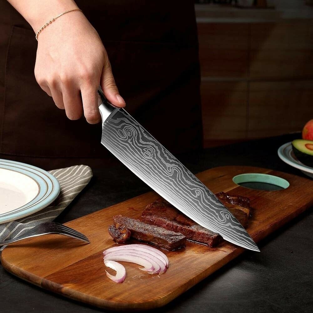 5 Pcs Kitchen Cook Knives Set Japanese Damascus Style Stainless Steel Chef Knife - Fresh Stock Dated December 2025