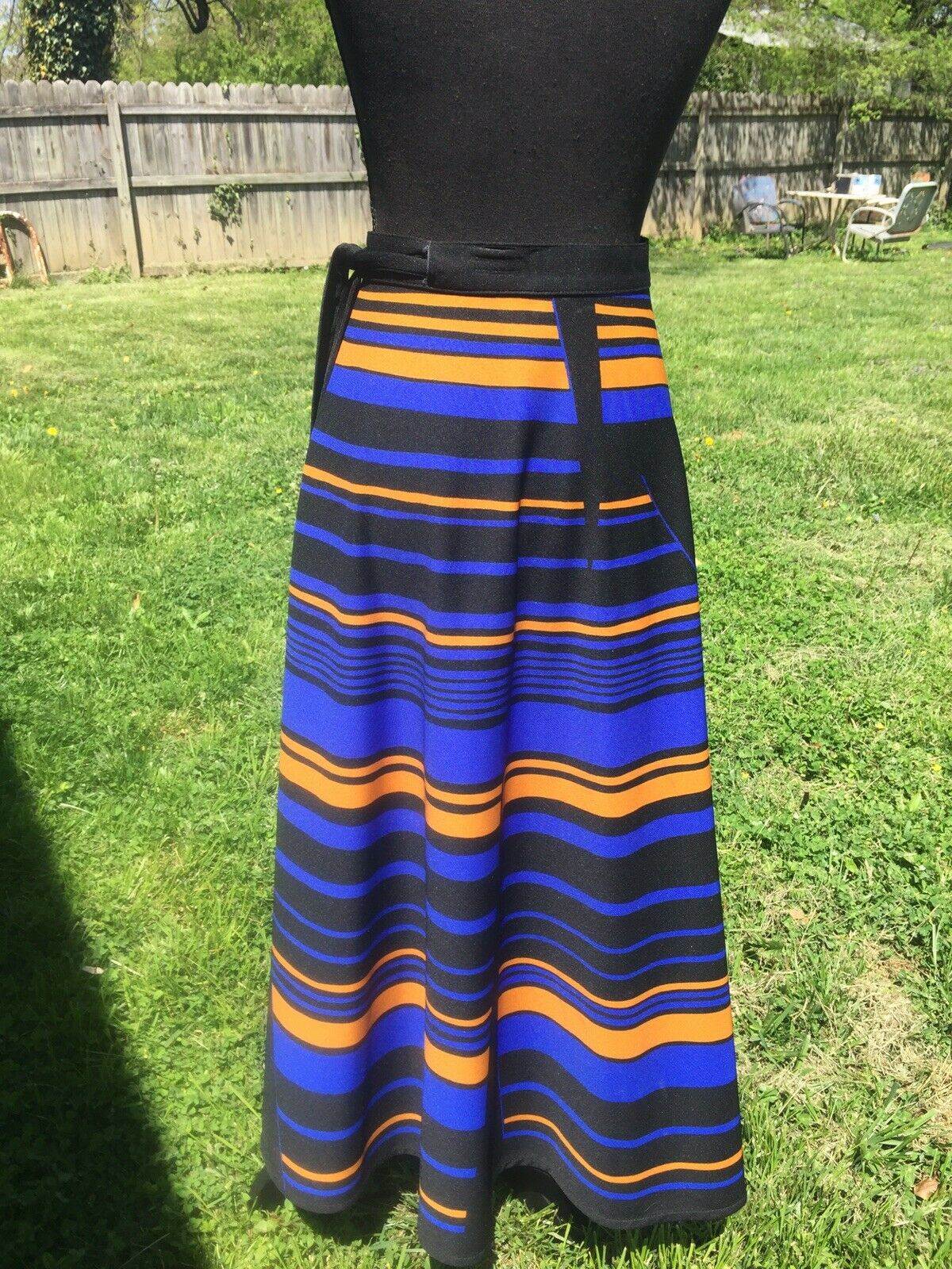 True Vintage 60's Geometric Pattern Free Wrap Mod Hippie Party Maxi Skirt - Fresh Stock Dated February 2026