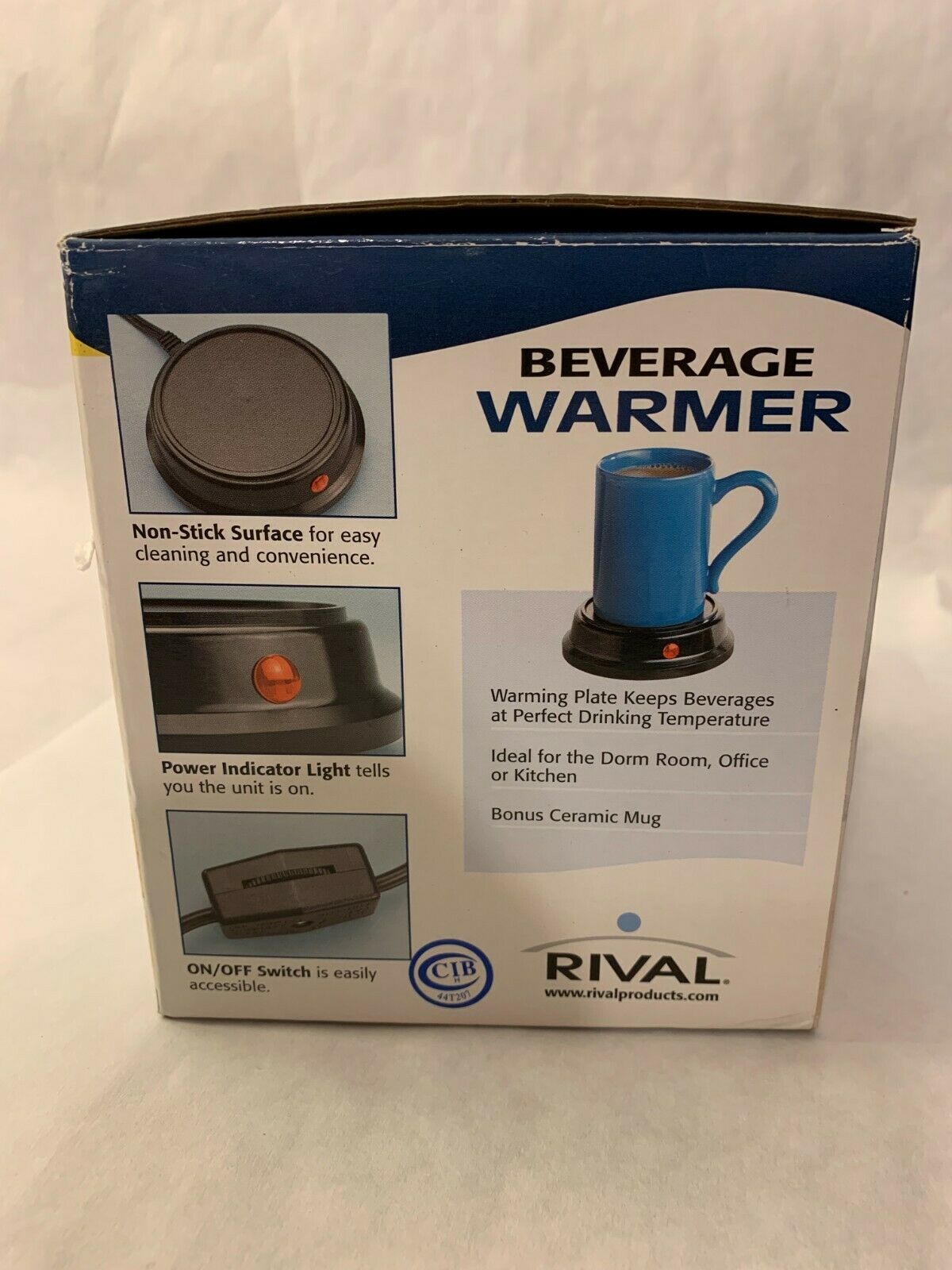 Rival Beverage Warmer With 8 Oz Ceramic Mug BW8ML New Open Box - Fresh Stock Dated December 2025