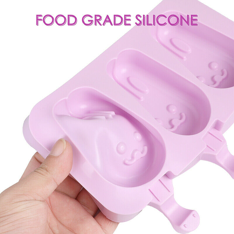 3 Cell Rabbit Silicone Ice Cream Pop Mold Popsicle Maker Mould with 50pcs Sticks - Fresh Stock Dated February 2026