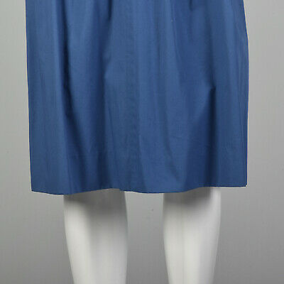 XS 1970s Yves Saint Laurent Rive Gauche Pleated Blue Cotton Skirt Pockets Casual - Fresh Stock Dated March 2026