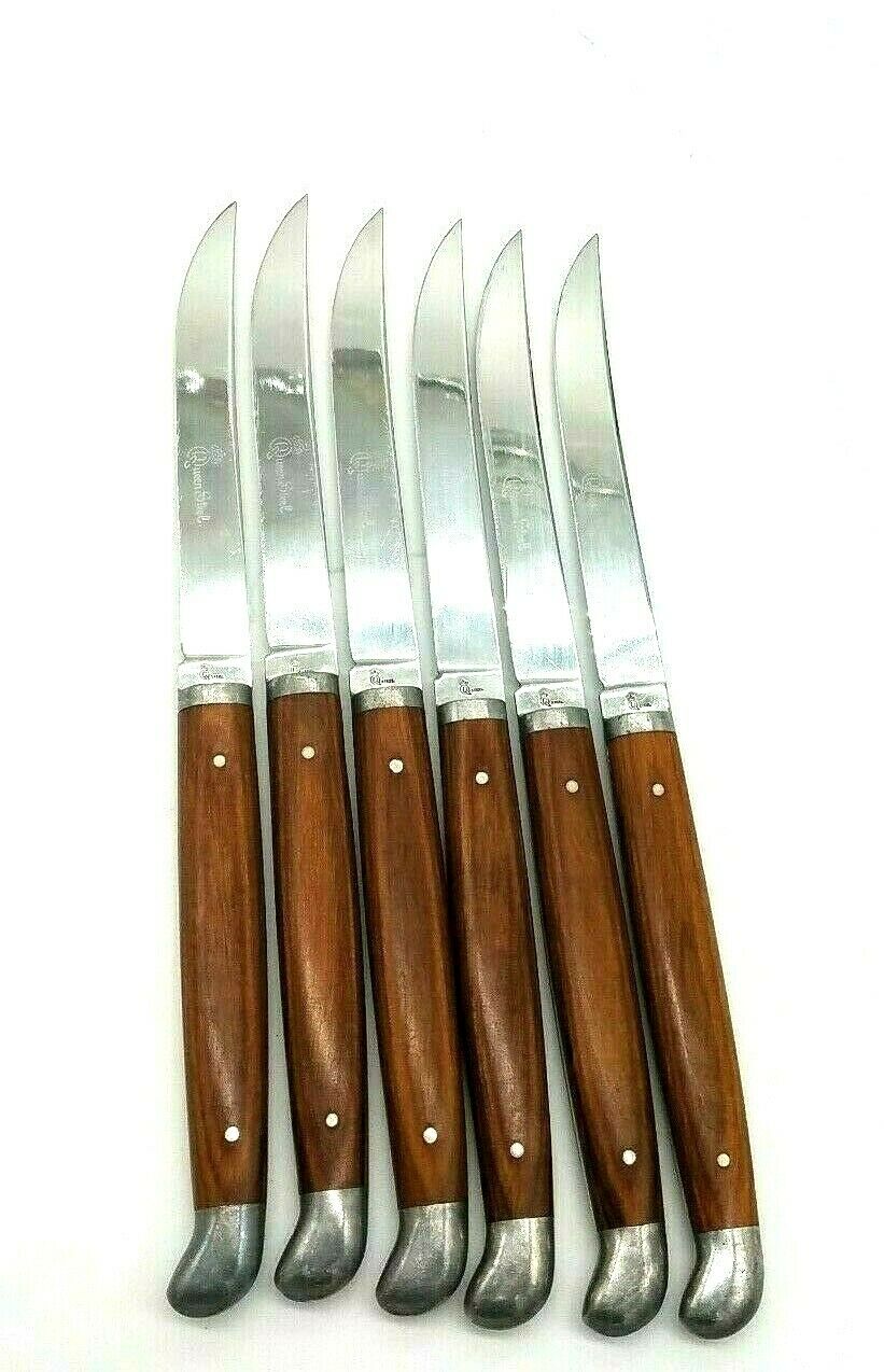 Vintage Rare Set of 6 Queen Steel Rosewood Handle Steak Knives - Fresh Stock Dated December 2025